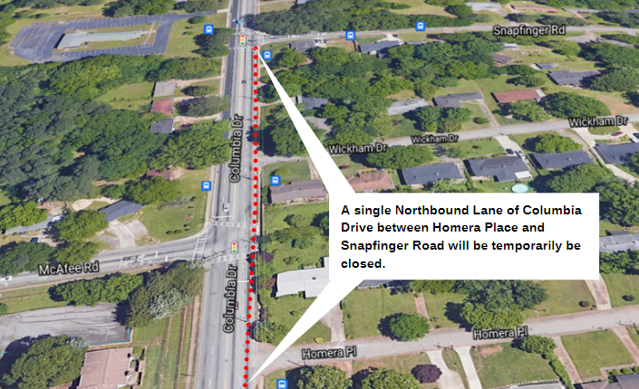 Columbia Drive Lane Closure Begins on Aug. 2