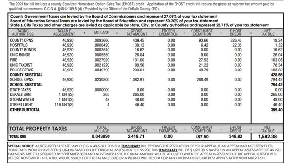 Sample Tax Bill