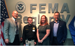 Pictured left to right: Phil Strouse, FEMA Region 4; Chayne Sparagowski, DEMA; Corinne Epstein, FEMA Region 4; Brian Backus, Nextdoor