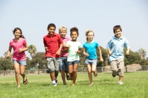 Children Running in Field