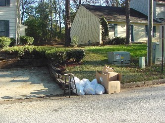 Improper placement of debris in the roadway.