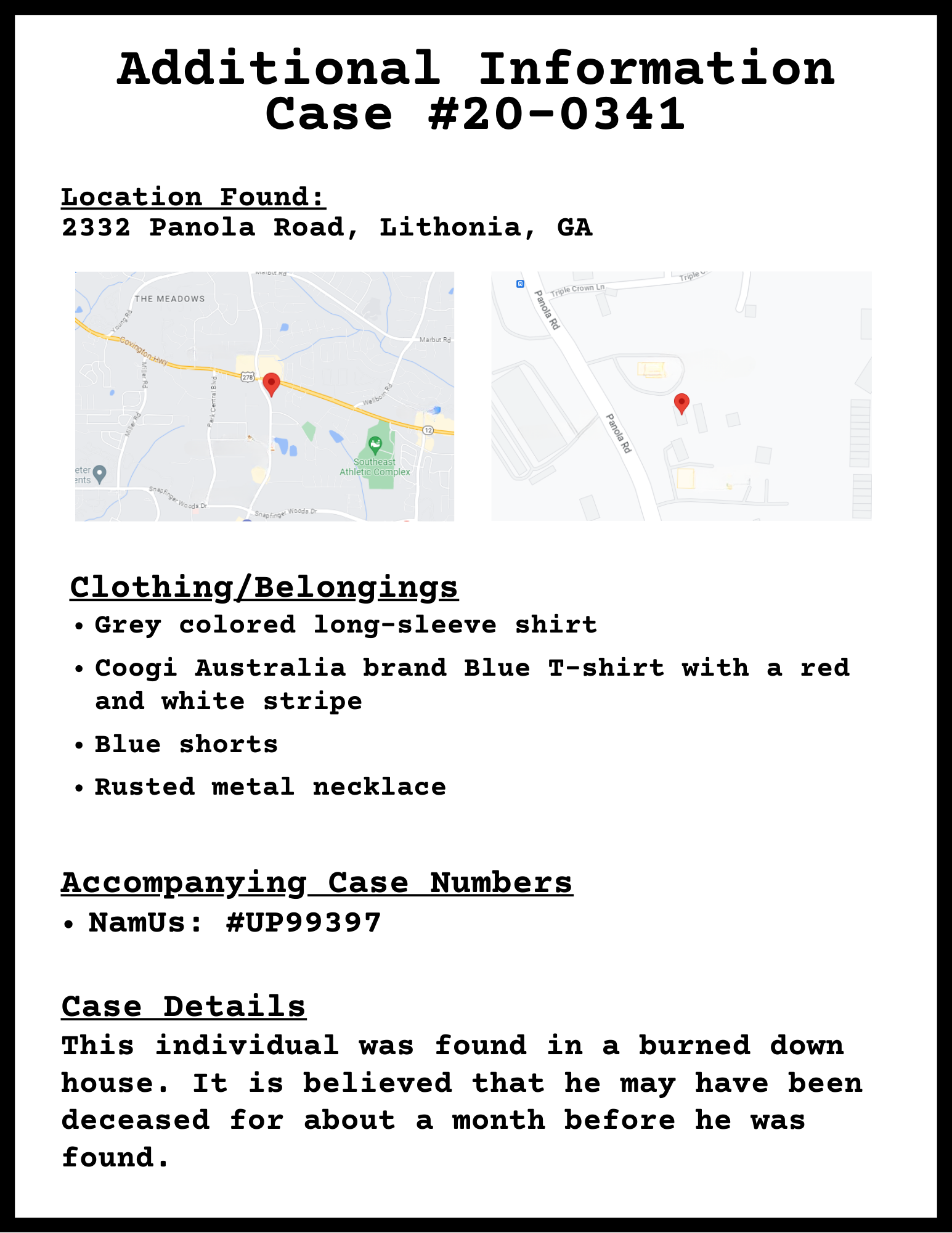 #20-0341 Additional Info
