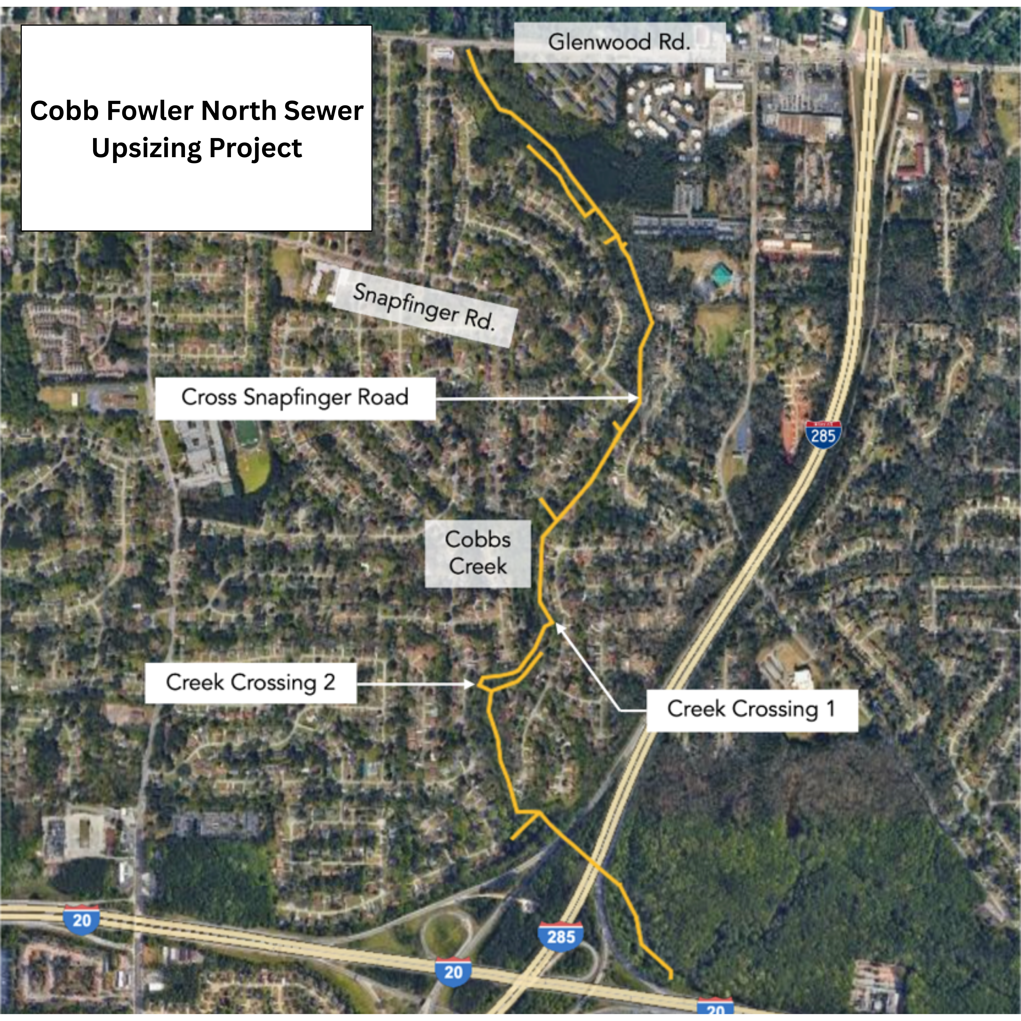 Cobb Fowler North Trunk Sewer Upsizing Project Map