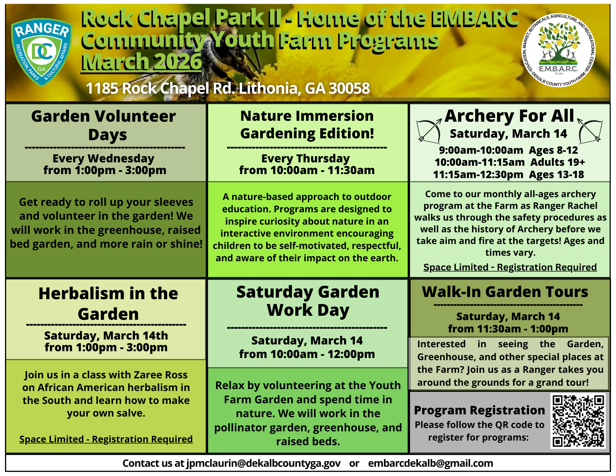 EMBARC Program Calendar