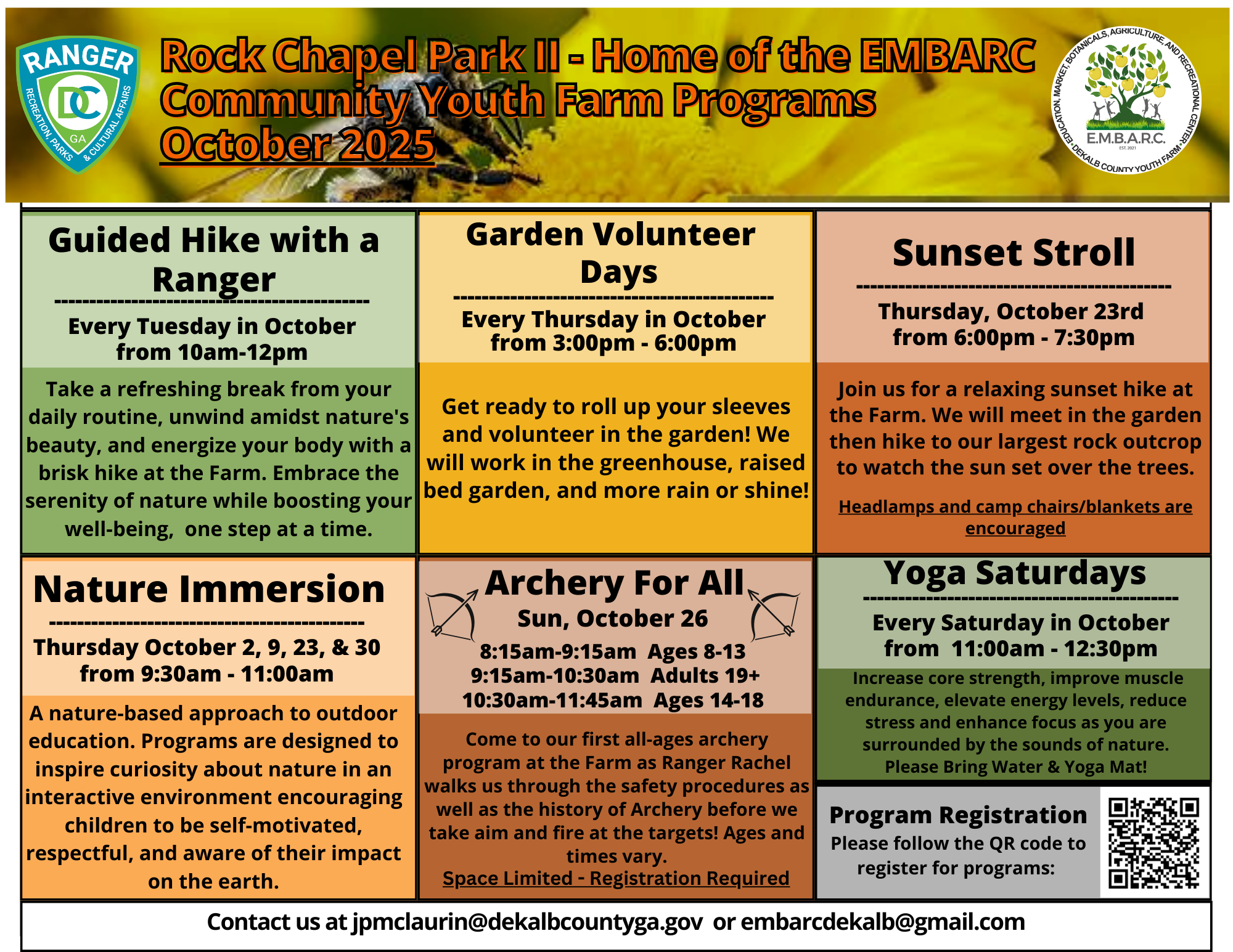 October Community Youth Calendar