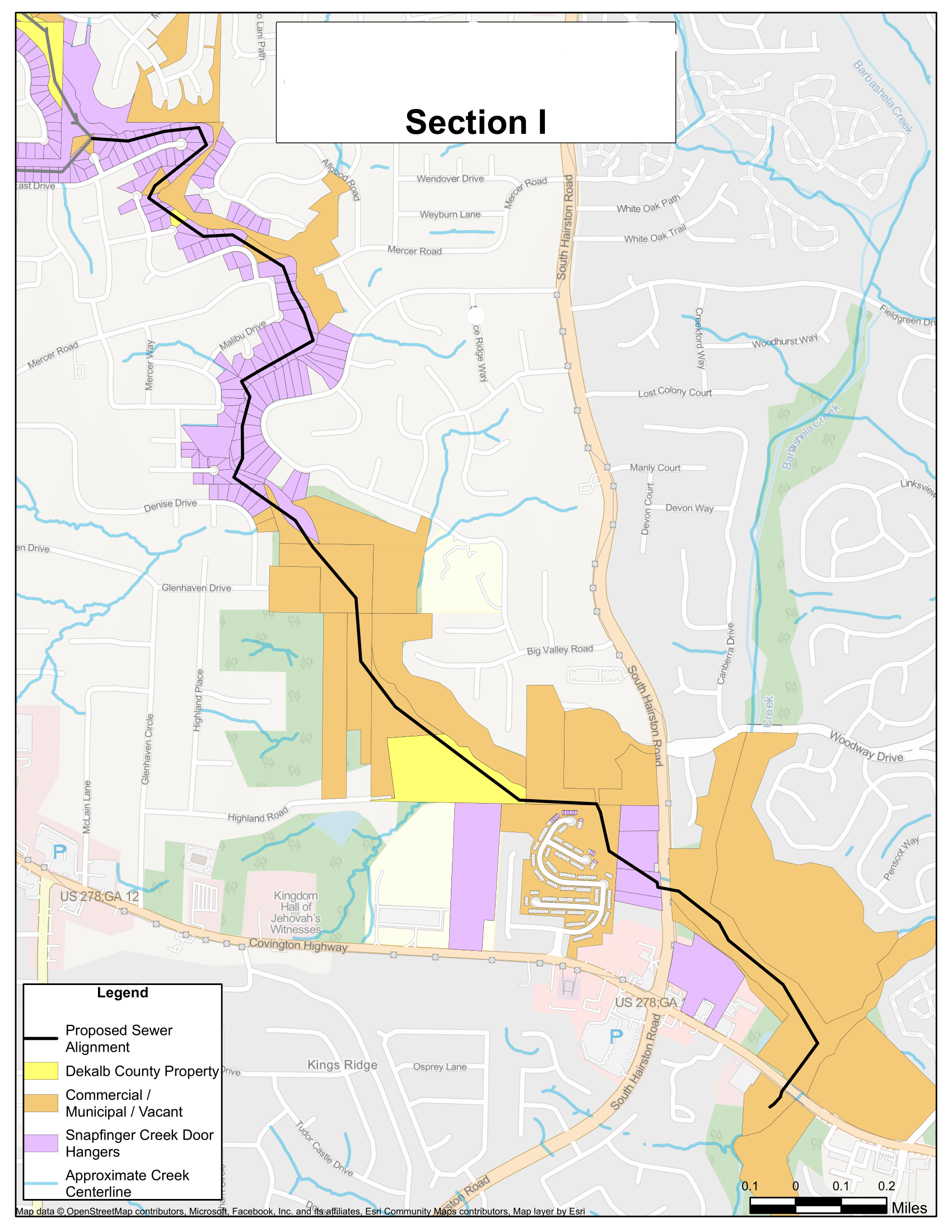 Upper Snapfinger Trunk Sewer Upsizing Project Map Section 1