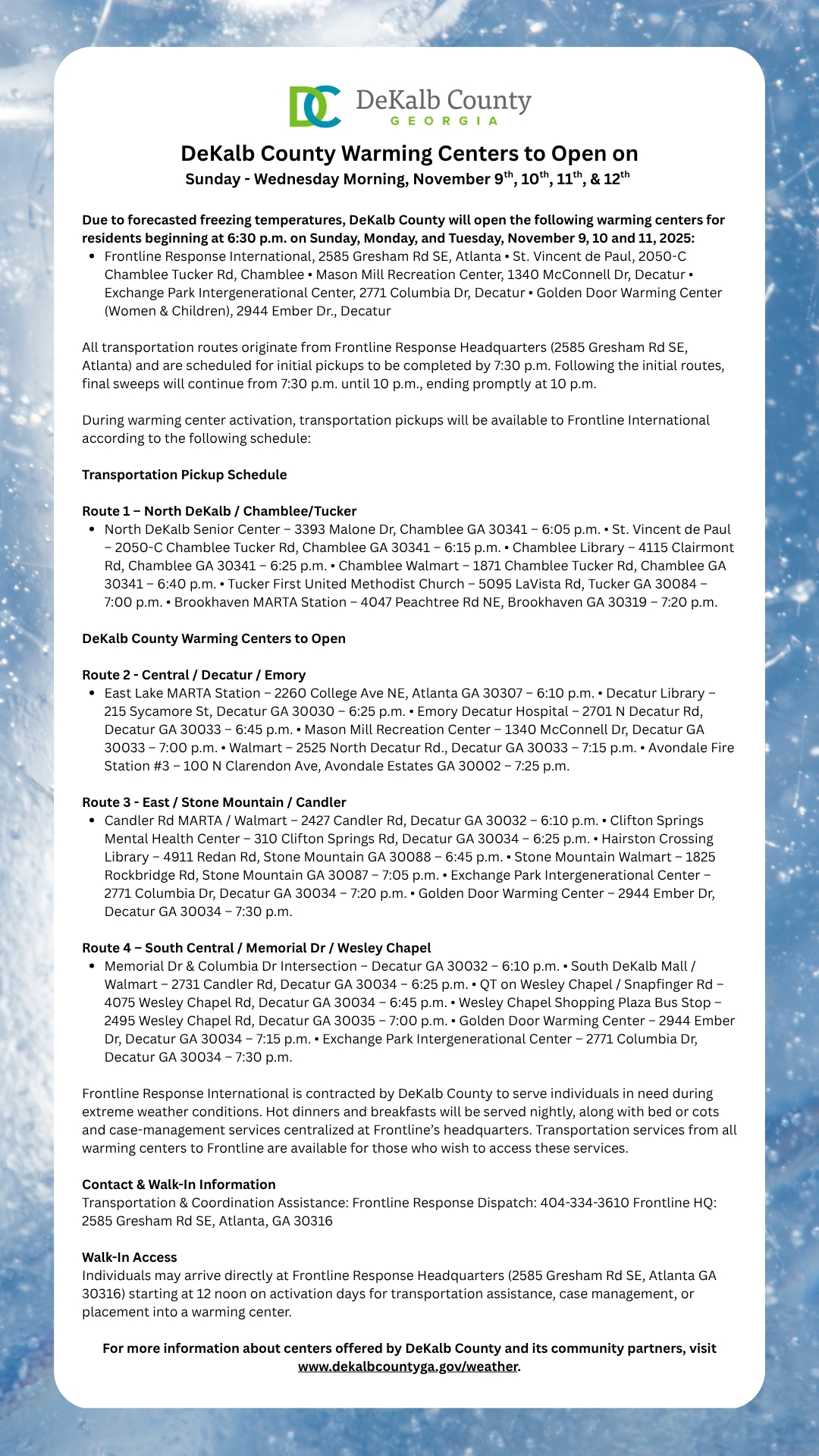 DeKalb Warming Centers