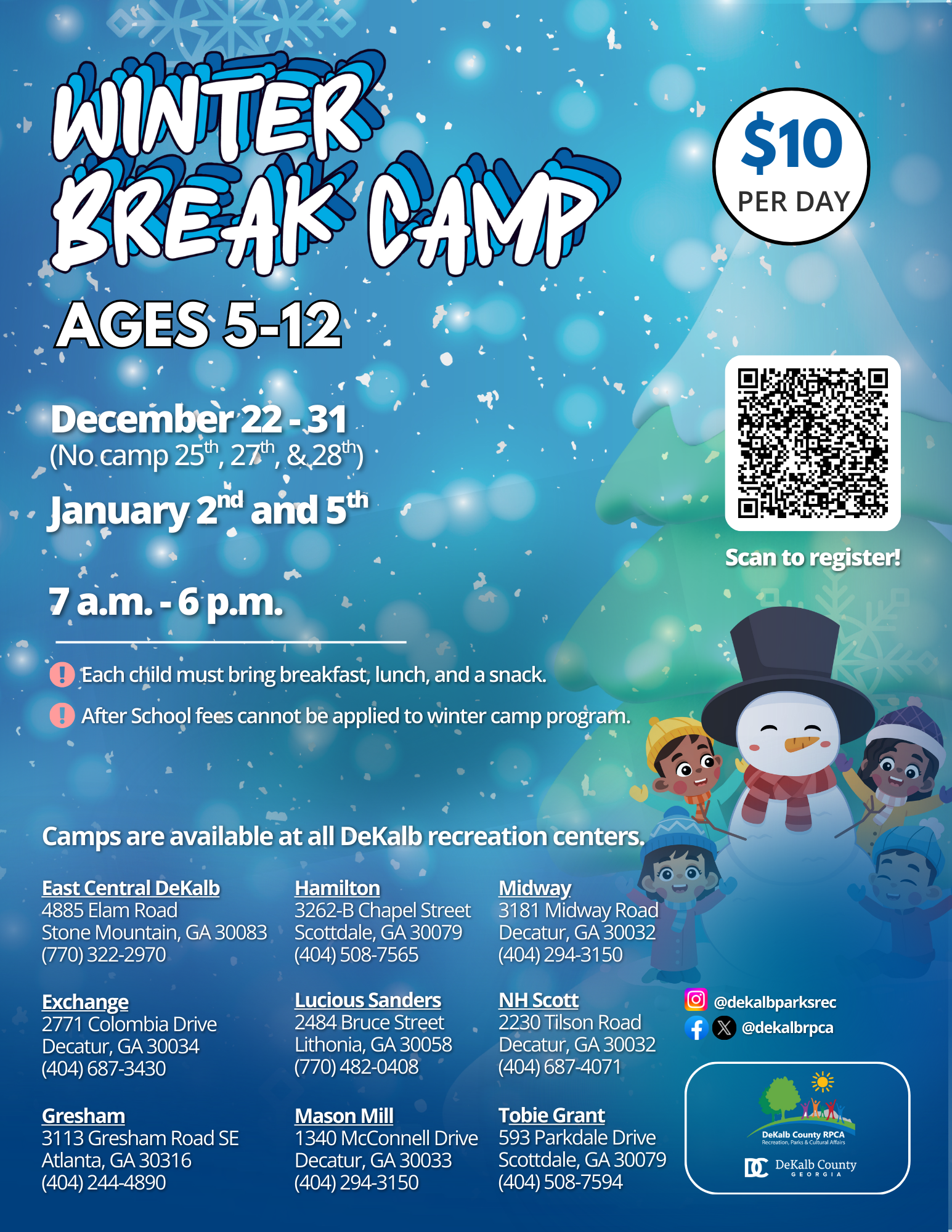 Winter Break Camp Flyer