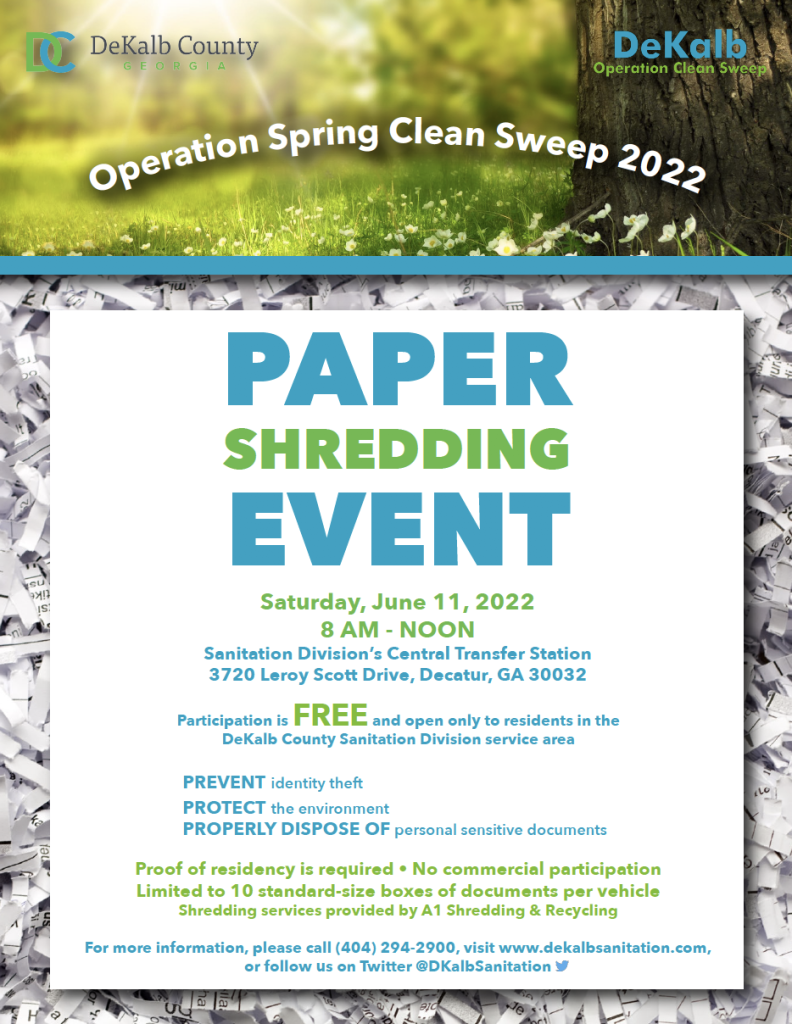 Dekalb County Sanitation Schedule 2022 Event Schedule | Dekalb County Ga