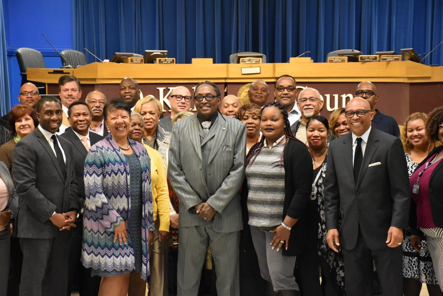 DeKalb Interim CEO Lee May announces the county’s Functional Zero achievement alongside Dr. Robin Jackson, U.S. Department of Veteran Affairs; Annette Walker, Atlanta VA Medical Center; Larry Mainor, a formerly homeless veteran; Michael German, U.S. Department of Housing and Urban Development; DeKalb Community Development staff and community partners. DeKalb Interim CEO Lee May announces the county’s Functional Zero achievement alongside Dr. Robin Jackson, U.S. Department of Veteran Affairs; Annette Walker, Atlanta VA Medical Center; Larry Mainor, a formerly homeless veteran; Michael German, U.S. Department of Housing and Urban Development; DeKalb Community Development staff and community partners.