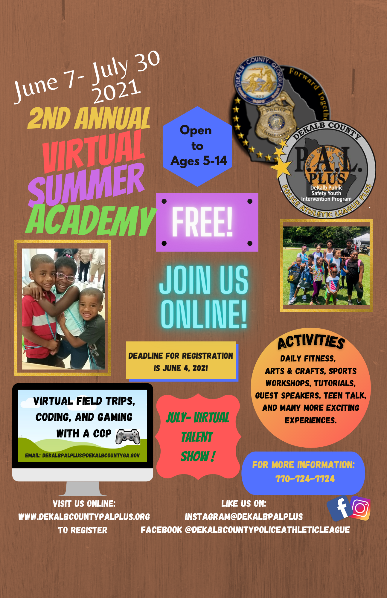 Registration Now Open for Second Annual DeKalb Police  Athletic League Virtual Summer Camp